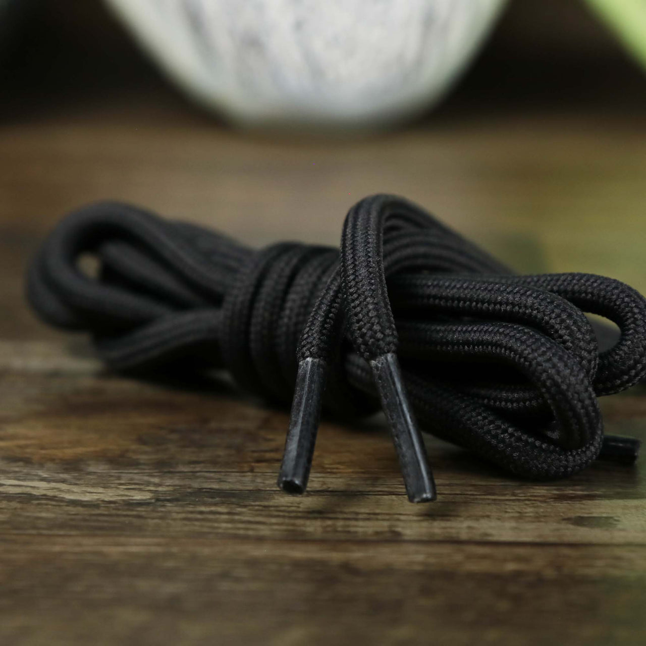The Solid Rope Gunmetal Shoelaces with Gunmetal Aglets | 120cm Capswag