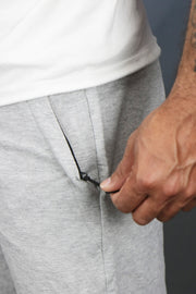 The zipper pocket on the Men’s Fleece Shorts with Zipper Pocket | Jordan Craig Heather Grey