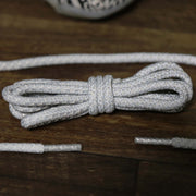 The 3M Reflective White/Ice Gray Solid Shoelaces with White/Ice Gray Aglets | 120cm Capswag