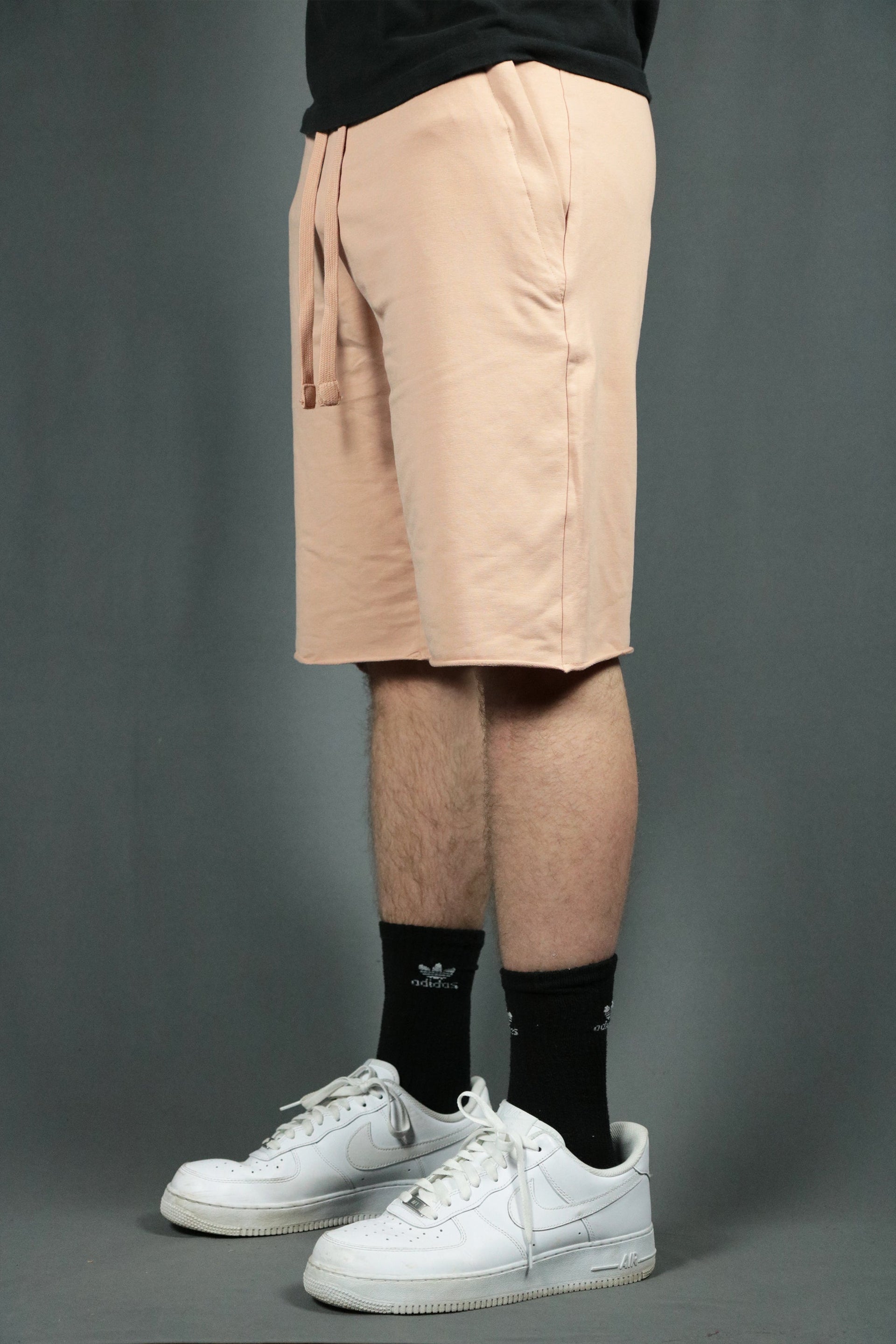 Blush french terry shorts by Jordan Craig.