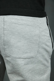 The back pocket of the Jordan Craig heather gray terry shorts.