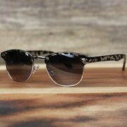 The Round Frame Black Gradient Lens Sunglasses with Black Tortoise Silver Frame