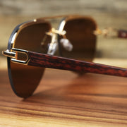 The arms on the Round Aviator Frames Brown Lens Sunglasses with Gold Frame