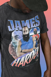 james harden concert graphic on the James Harden NBA All Star Game 76ers Concert Graphic T-shirt | Black