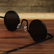The inside of the Round Frames Black Lens Sunglasses with Black Frame