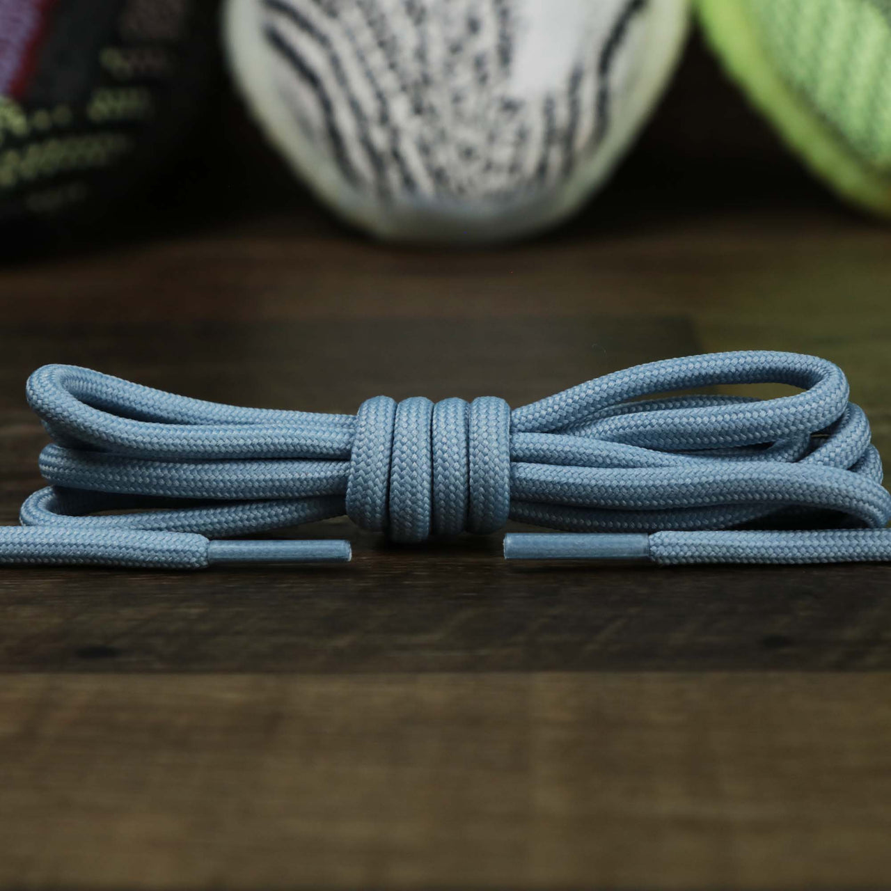 The Solid Rope Light Blue Shoelaces with Light Blue Aglets | 120cm Capswag folded