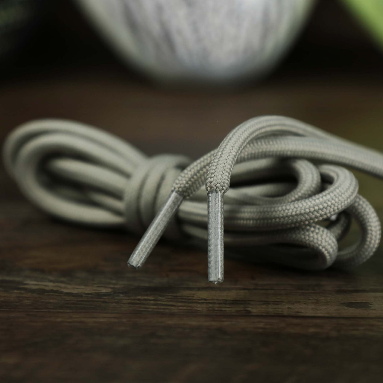 The Solid Rope Light Grey Shoelaces with Light Grey Aglets | 120cm Capswag