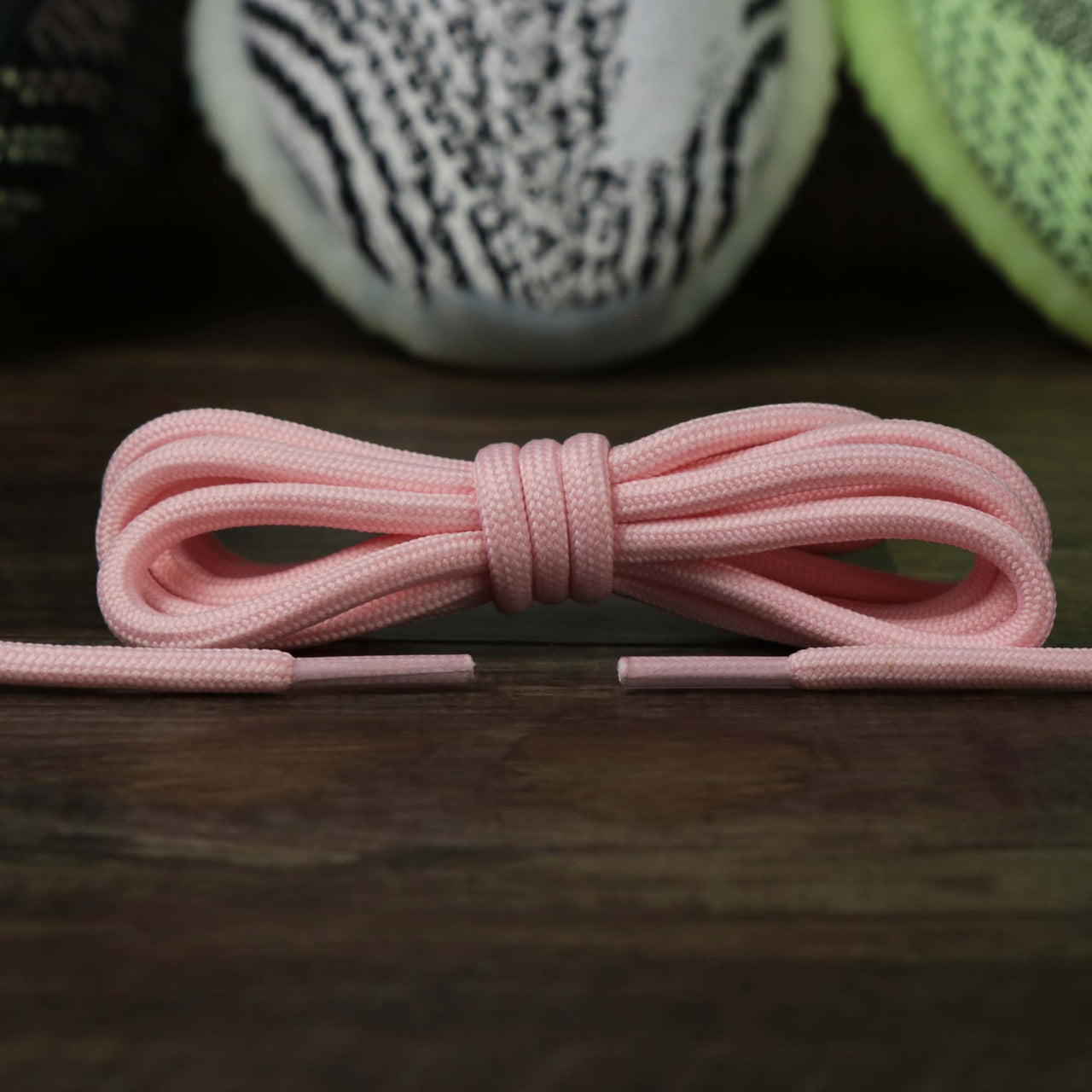 The Solid Rope Light Pink Shoelaces with Light Pink Aglets | 120cm Capswag folded up