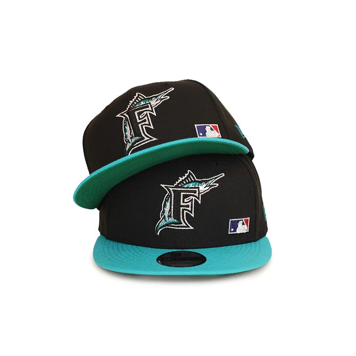 The Cooperstown Florida Marlins Retro Green Bottom Teal Letter Arch 9Fifty Snapback | Back Letter Arch 9Fifty Black