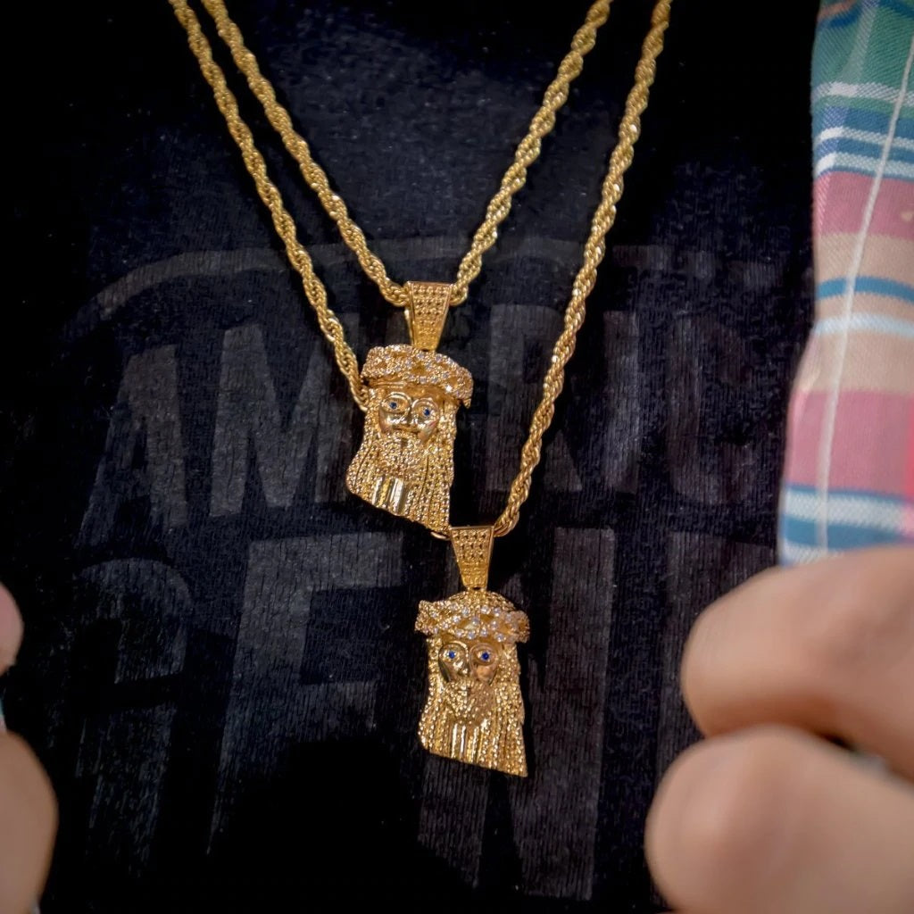 The Iced Out 18K Gold Plated Mini Jesus Piece | Golden Gilt