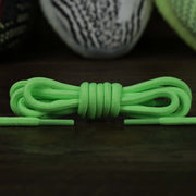 The Solid Rope Neon Green Shoelaces with Neon Green Aglets | 120cm Capswag folded