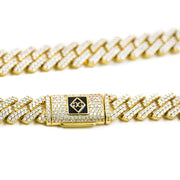 New York Prong Studded Cuban 18K Gold Plated 14mm Golden Gilt Necklace