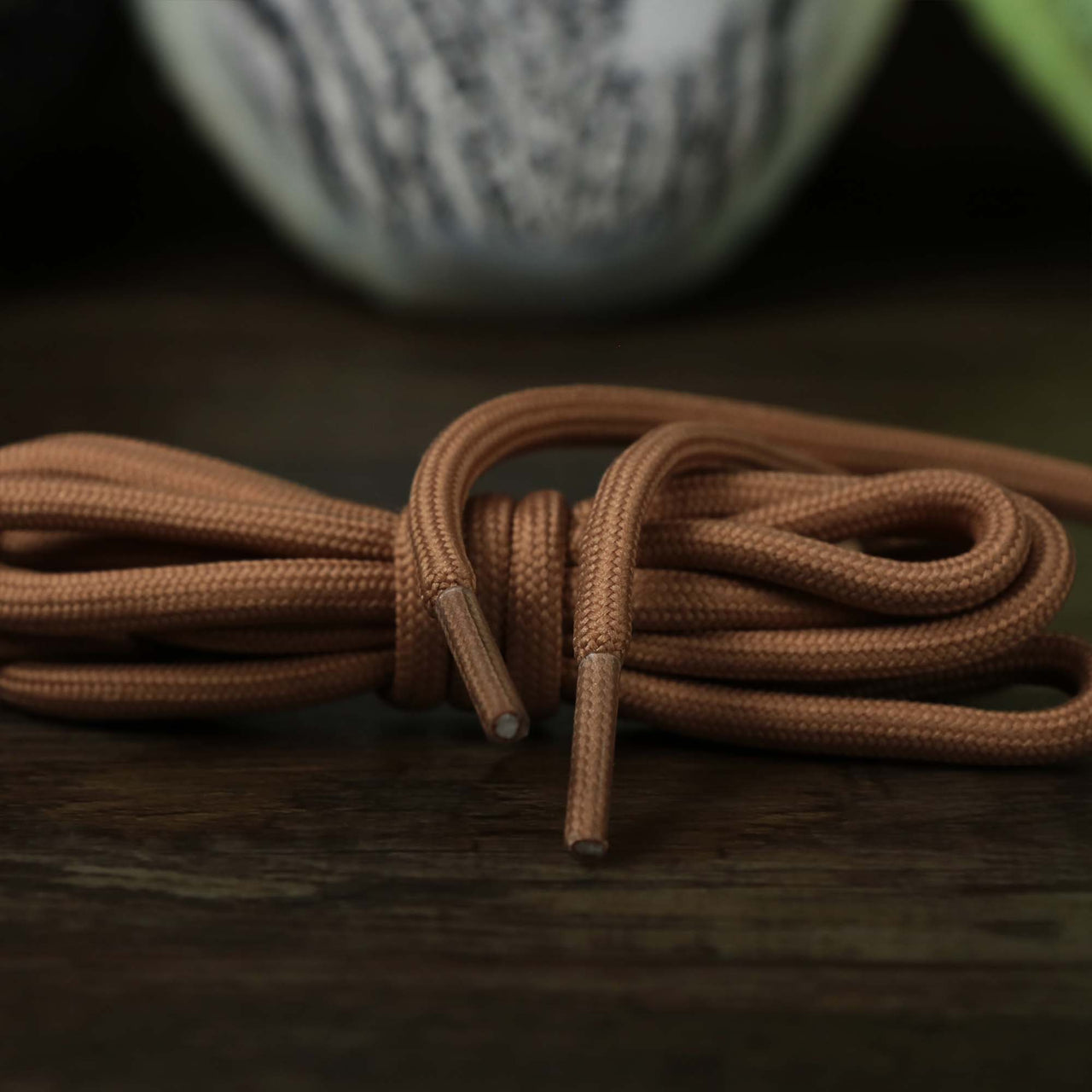 The Solid Rope Old Gold Shoelaces with Old Gold Aglets | 120cm Capswag