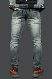 The back of the Only The Strong Custom Spray Painted Distressed Denim Pants Motive Denim | Vintage | 