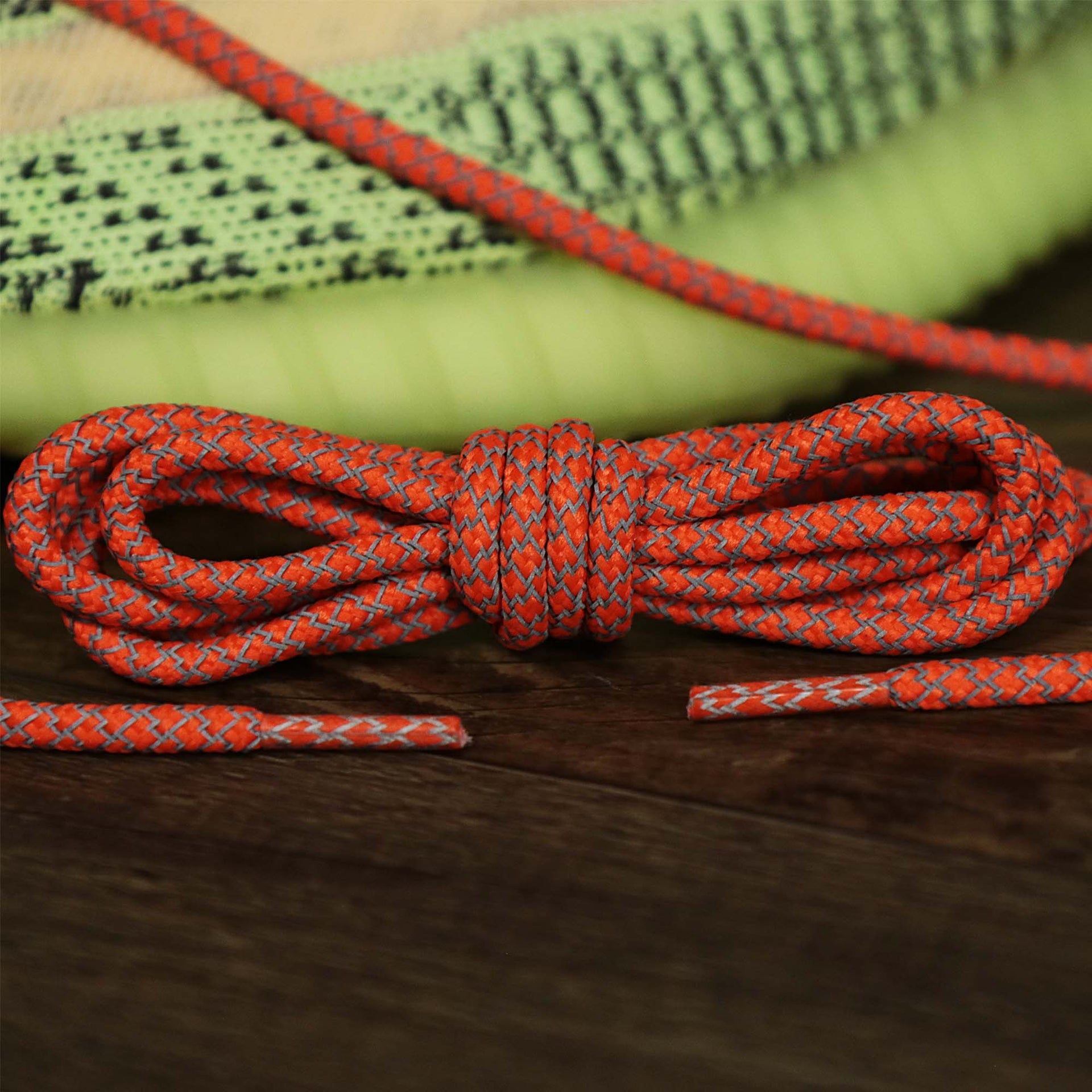 The 3M Reflective Orange Solid Shoelaces with Orange Aglets | 120cm Capswag unfolded