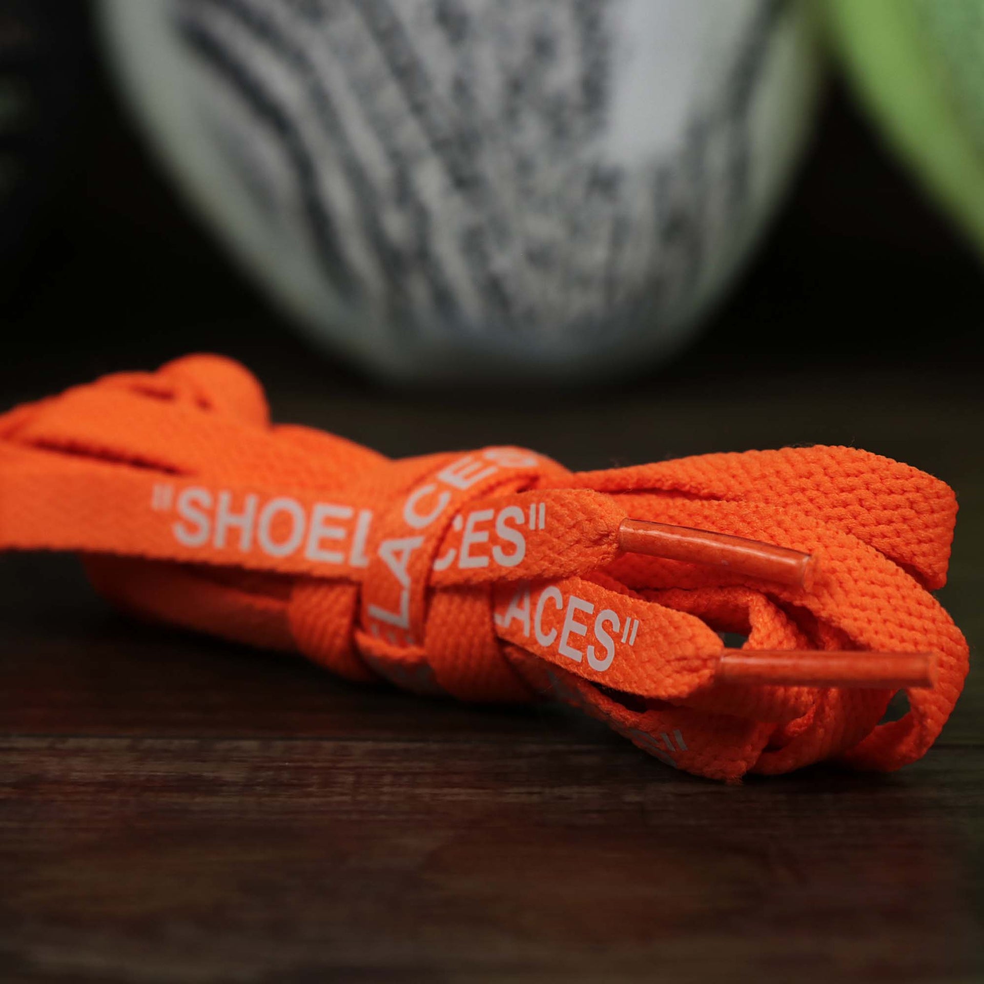 The Flat Orange Shoelaces with “Shoelaces” Print | 120cm Capswag