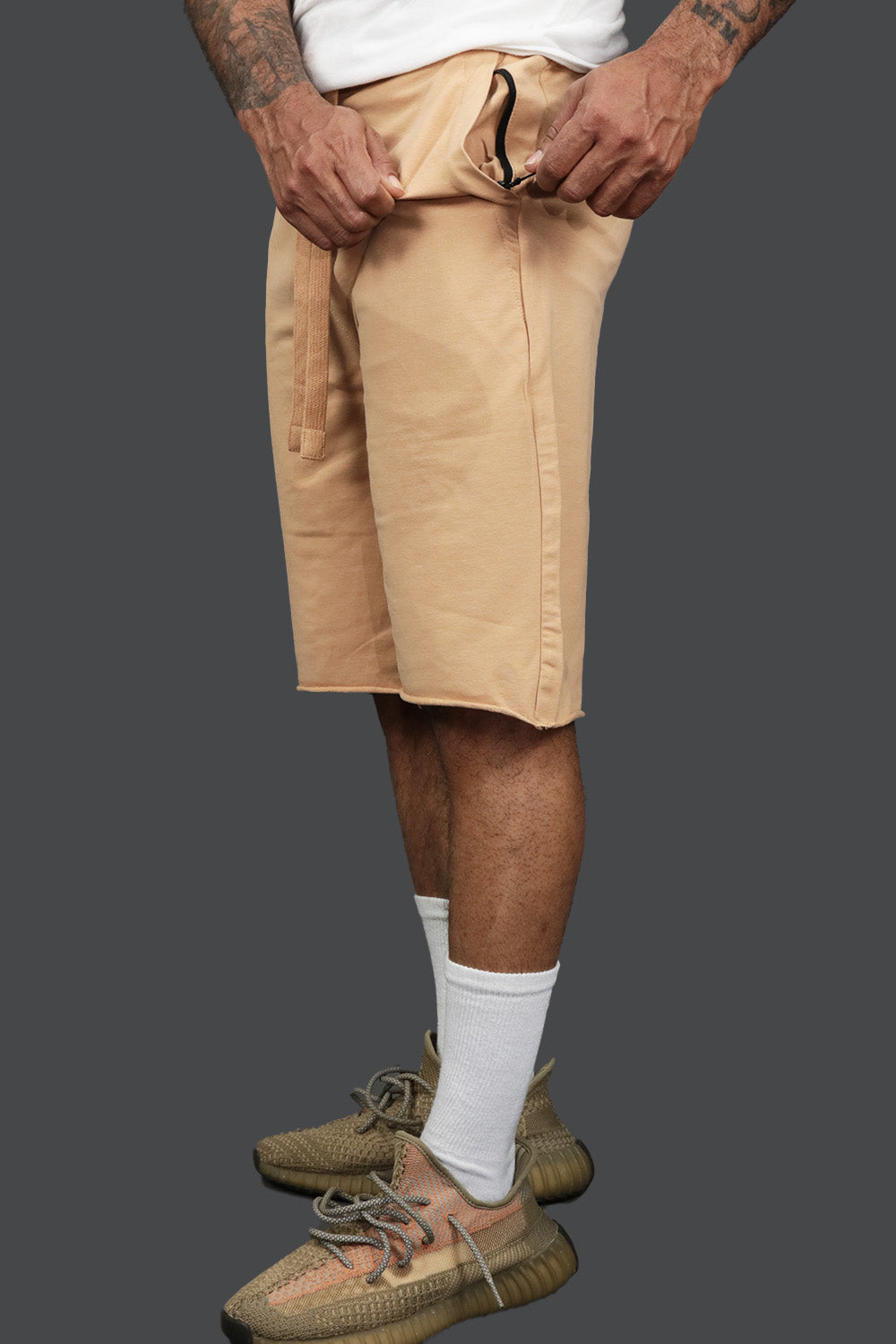 The Men’s Fleece Shorts with Zipper Pocket | Jordan Craig Clay at an angle