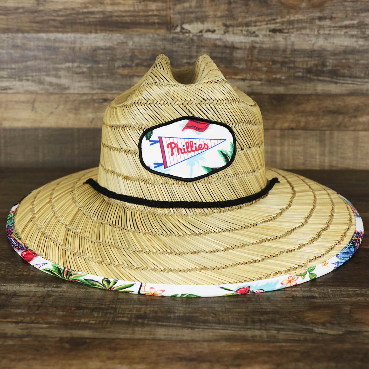 The front of the Philadephia Phillies Straw Life Guard Hat Reyn Spooner