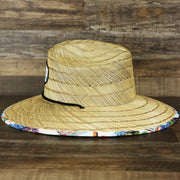 The wearer's left on the Philadephia Phillies Straw Life Guard Hat Reyn Spooner