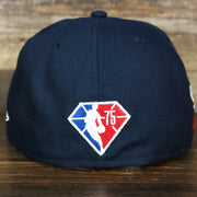 Back of the Philadelphia 76ers 2021 Retro Spectrum City Edition Gray Bottom 59Fity Fitted Cap | Navy