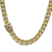 Studded Cuban 18K Gold Plated 14mm Golden Gilt Necklace