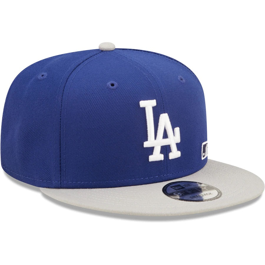 The Los Angeles Dodgers Silver Letter Arch Retro Green Bottom 9Fifty Snapback Cap | Back Letter Arch Blue 9Fifty